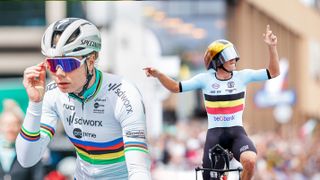 Picture by Ed SykesSWpixcom 22092024 2024 UCI Road and Paracycling Road World Championships Zurich Switzerland Mens Elite Individual Time Trial ITT Remco Evenepoel Belgium celebrates winning the 2024 Mens Elite Individual Time Trial ITT World Championship