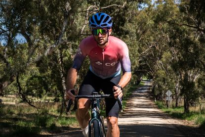 Australian Nathan Haas on a reconnaissance ride on the new RADL GRVL route in South Australia