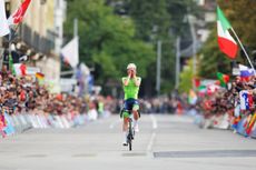 Picture by Ed Sykes/SWpix.com - 29/09/2024 - 2024 UCI Road and Para-cycling Road World Championships, Zurich, Switzerland - Men Elite Road Race - Tadej PogaÄar (Slovenia) wins the 2024 Men Elite Road Race World Championship