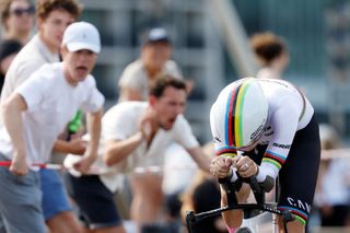 ROTTERDAM World champion Chloe Dygert from the US in action during the individual time trial of the Tour de France Femmes the Tour de France for women The multiday cycling tour is part of the UCI Womens WorldTour and lasts until August 18 ANP BAS CZERWINSKI Photo by ANP via Getty Images